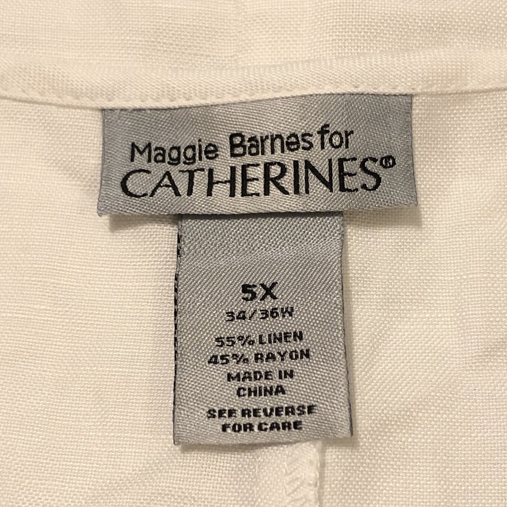 Maggie Barnes Catherines Tank Top Womens 5X White Linen Blend Embroidered Summer - Picture 5 of 5